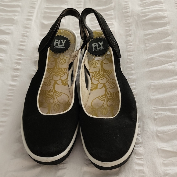 Fly London Mary Jane Wedge Sandals  Black Womens Size EU 40 / US 9 - Picture 1 of 8